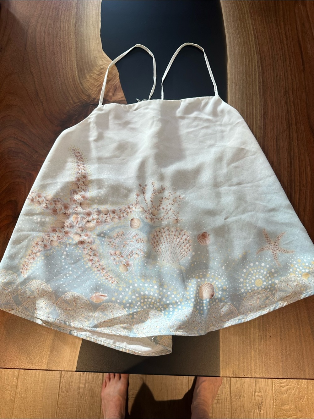 White Seashell Print Spaghetti Strap Tank Top